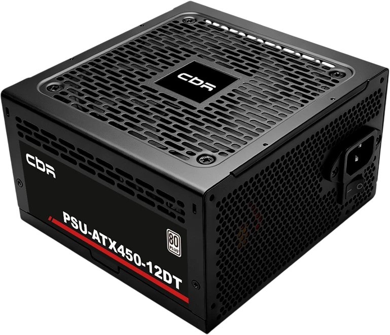 Блок питания CBR PSU-ATX450-12DT ATX 450W, 80+ White, APFC, 12cm fan, 20+4pin/1*8+(4+4)pin/2*6+2pin/2*IDE/4*SATA, 1.5м кабель питания, чёрный