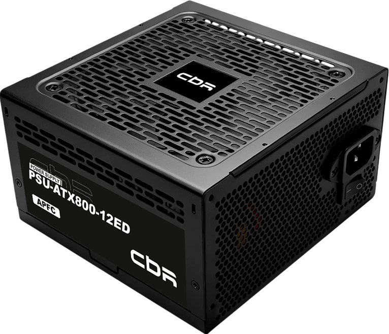 Блок питания CBR PSU-ATX800-12ED ATX 800W, APFC, 12cm fan, 20+4pin/1*8+(4+4)pin/2*6+2pin/2*IDE/4*SATA, 1.5м кабель питания, чёрный