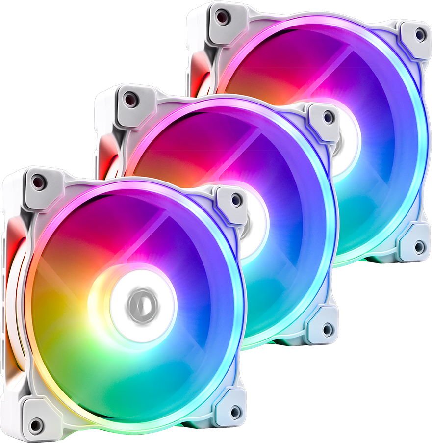 Вентилятор ID-COOLING ZF-12025-ARGB TRIO SNOW (3 in 1) 120x120x25мм 20шт./кор, PWM, Low Noise, Addresable RGB, 500-1600об/мин
