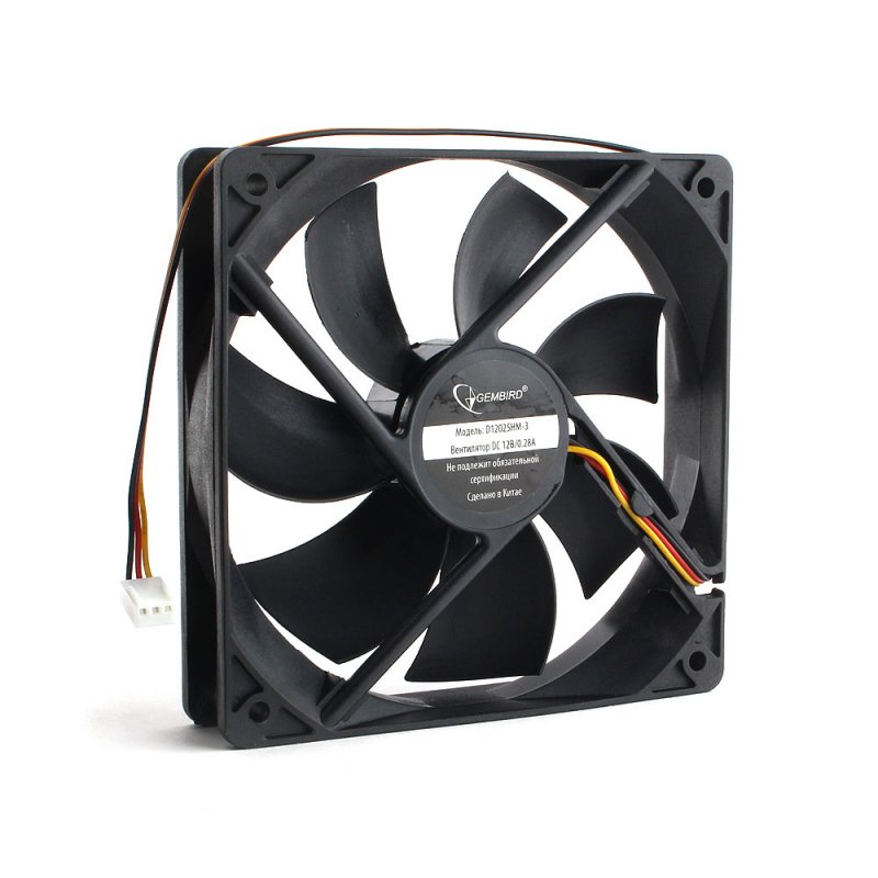 Вентилятор 120 мм Gembird D12025HM-3, 120x120x25, 3 pin, 2600 rpm, HDA (гидродинамический подшипник), провод 30 см
