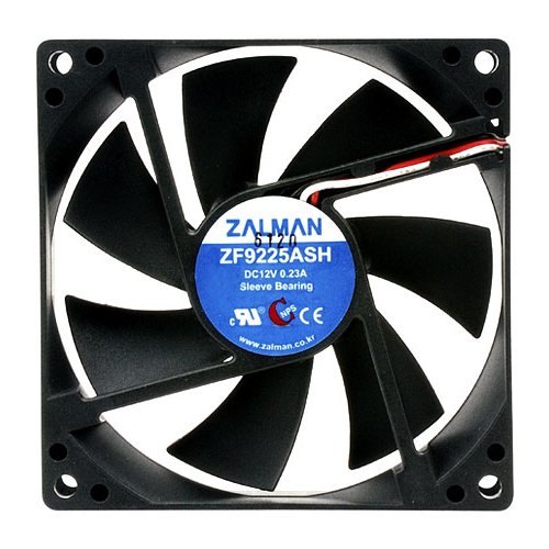 Вентилятор 92мм Zalman Shark"s Fin Quiet Fan (ZM-F2 PLUS-SF), 92x92x25mm, 1500rpm, up to 23 dBA, 3pin, sleeve bearing, MTBF 50000hrs, 77g