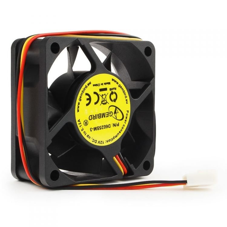 Вентилятор 60 мм Gembird D6025SM-3, 60x60x25, 3 pin 4000 rpm, 25 dBA, втулка (sleeve), MTBF: 30000 часов, длина провода 25 см
