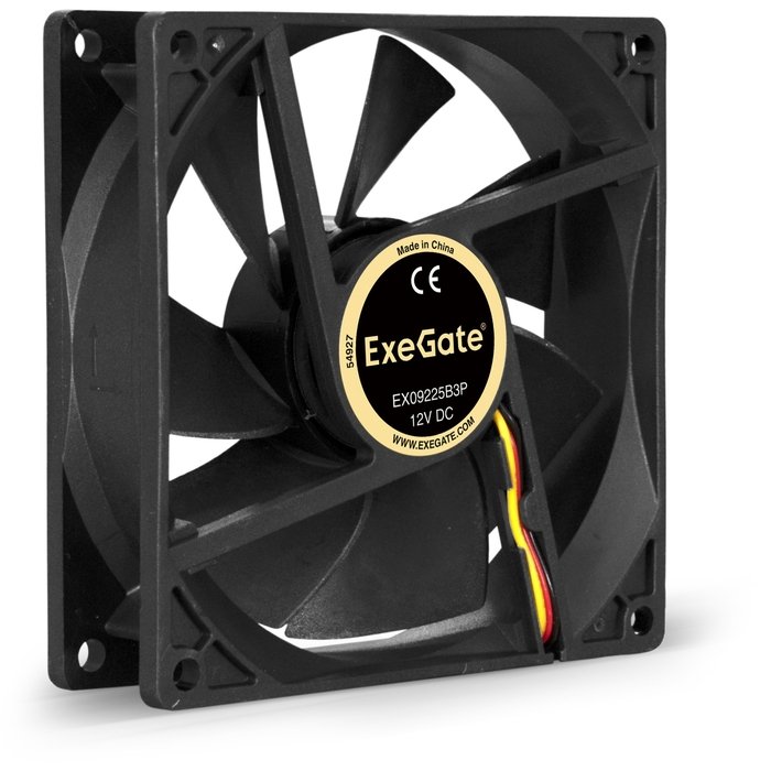 Вентилятор ExeGate EX09225B3P EX288926RUS (92x92x25 мм, 2-Ball (двойной шарикоподшипник), 3pin, 2100RPM, 27dBA)