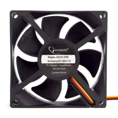 Вентилятор Gembird (S8025H-3P4M) 80x80x25, гидрод., тихий, 3 pin/4pin Molex, провод 30 см