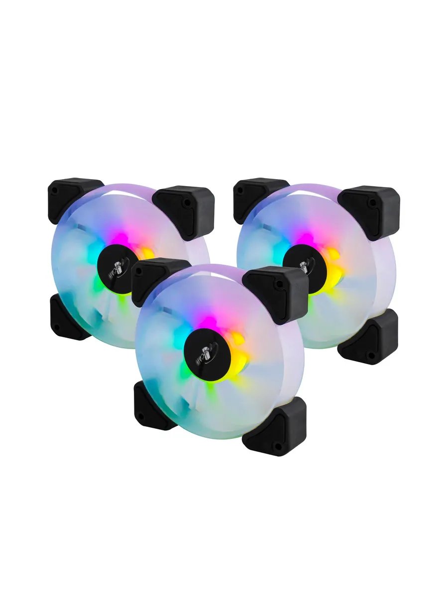 Вентилятор Eurocase EU-FN120ARGB_8+12 BL YF120-5 Black,120 ARGB fan 3pin+AURA 5V3pin female and male connector with brown box,3pcs