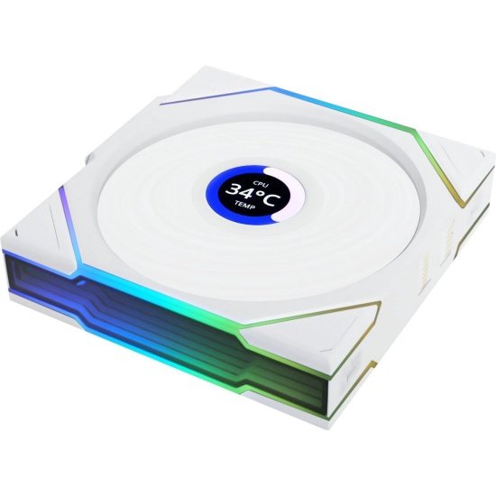 Вентилятор Lian-Li Uni Fan TL Wireless LCD 120 LCD Reverse ARGB (G99.12RTLLCD1W1W.R0) 120х124x28 белый 4-pin 31дБ Ret