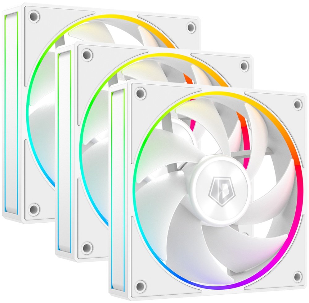 Вентилятор ID-COOLING AF-127-ARGB-W Trio (3 in 1) 120x120x27мм (PWM, резиновые углы, белый, 500-2000об/мин) BOX