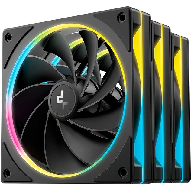 Вентилятор DEEPCOOL FL12R SE 3 IN 1 120x120x25мм Reverse (PWM, ARGB, черный, 400-1500об/мин) Color Box