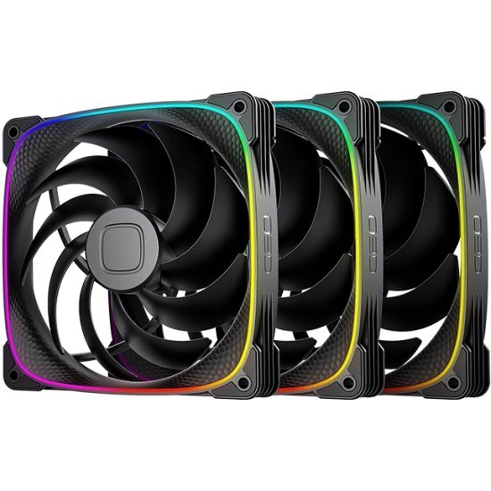 Комплект вентиляторов (3 шт.) Geometric Future Squama 2503B-14 Triple Pack (1F2503B314000 / 140mm, PWM, 2400 RPM, 91.15 CFM, 34.0 dBA, 5V ARGB, Black