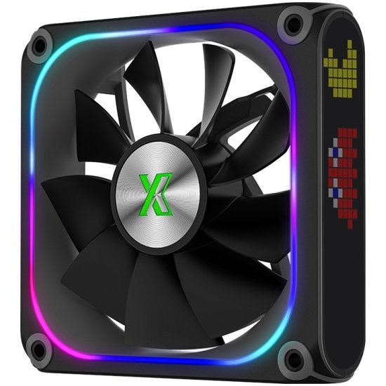 Вентилятор дополнительный XASTRA FZ120B ARGB reverse single pack 120x120x28мм ( PWM, FDB, ARGB, Matrix screen, Daisy-chain , 0-2000 rpm, black)