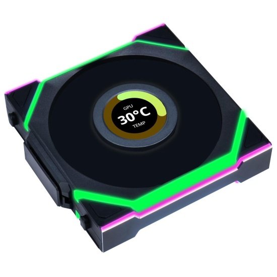 Вентилятор Lian Li UNI Fan SL Wireless LCD 120 Reverse Blade (G99.12RSLLCD1W1B.R0)/12RSLLCD1W1B Black/120x124,5x28мм(1.6” LCD, PWM, ARGB, 1900 об/мин)