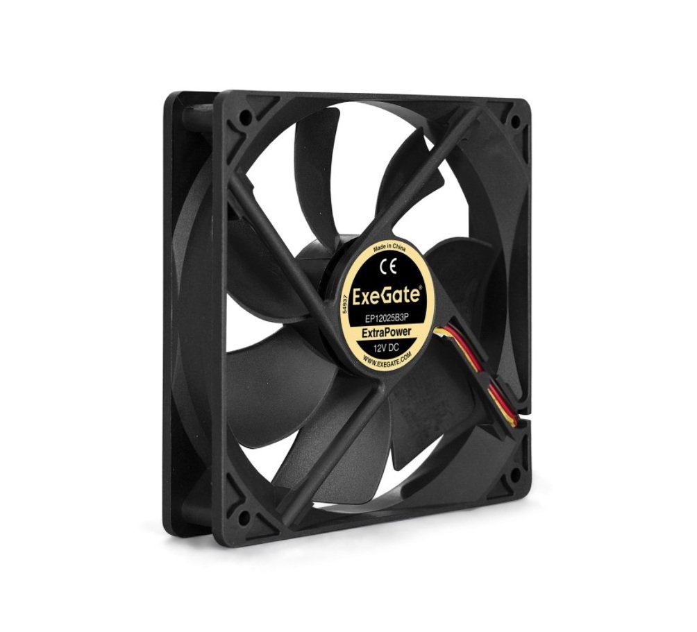 Вентилятор Exegate ExtraPower EP12025B3P EX283386RUS 120x120x25 мм, двойной шарикоподшипник, 3pin, 1600RPM, 25dBA