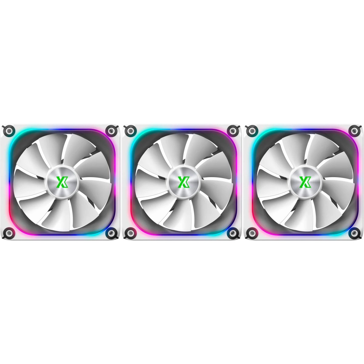 Комплект вентиляторов (3шт) XASTRA FZ120W ARGB triple pack 120x120x28мм ( PWM, FDB,ARGB, Matrix screen,контроллер, Daisy-chain соединение)