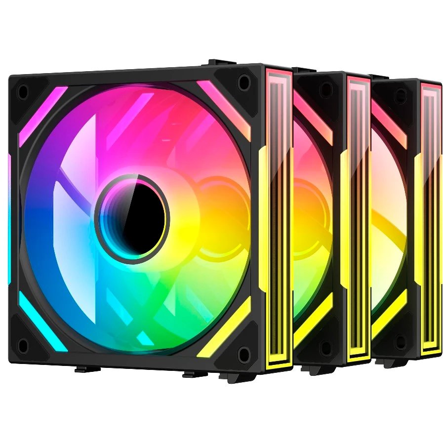 Комплект вентиляторов (3шт) XASTRA FS120B ARGB reverse triple pack 120x120x25мм ( PWM, ARGB, Infinity lighting effect., Daisy-chain , 800-2000 rpm)