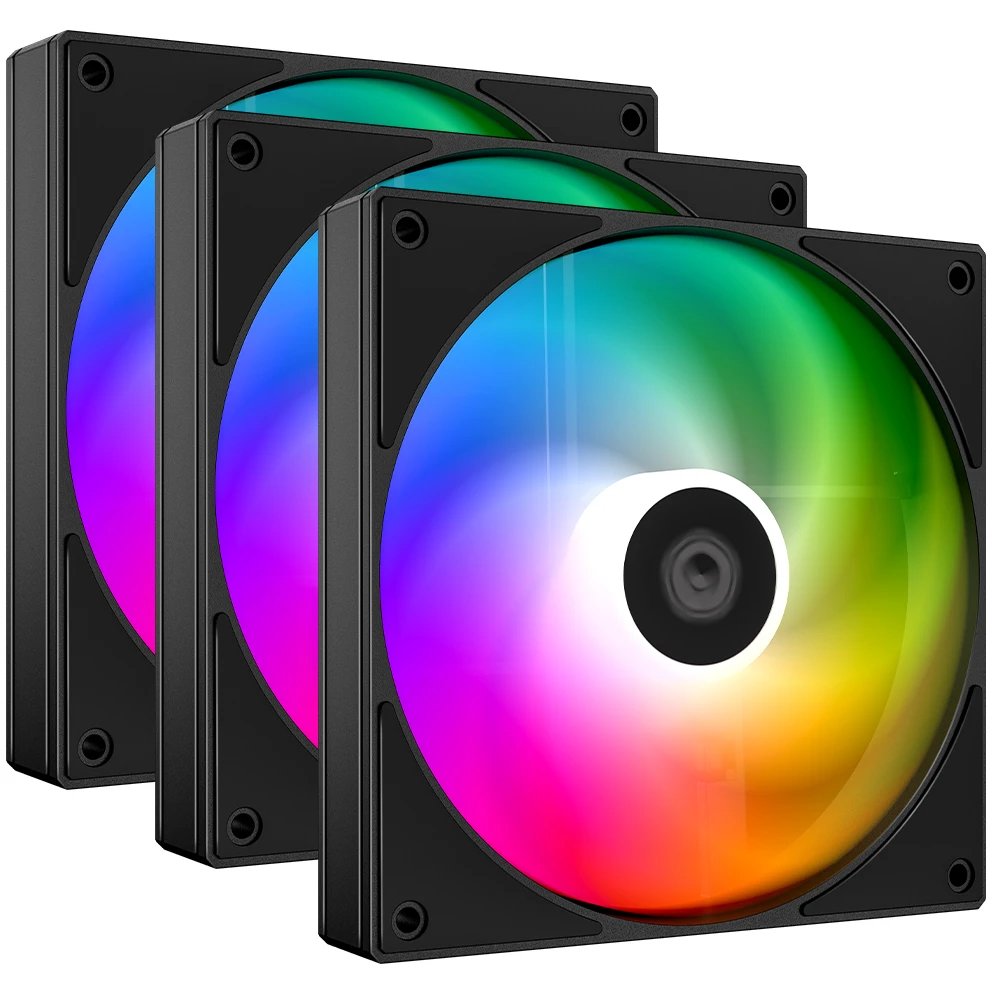 Вентилятор ID-COOLING AS-120-ARGB-K Trio (3 pcs, 120mm, 2000rpm, 58.0 CFM, 27.2 дБ, PWM 4-pin, ARGB, black)