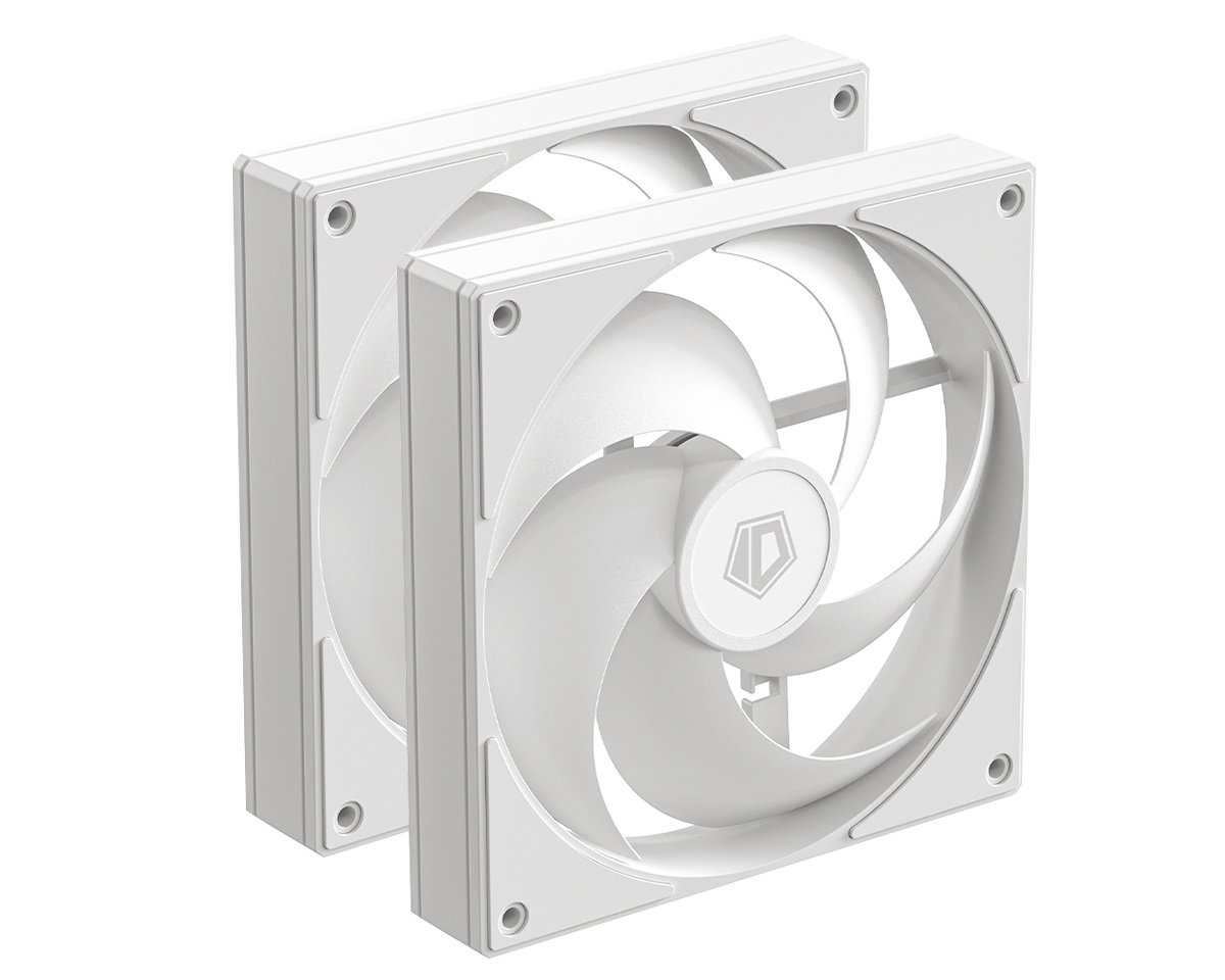 Вентилятор ID-COOLING AS-140-W Duet (2in1) 140x140x25мм (PWM, резиновые углы, белый, 300-1800об/мин, супертихий) Box