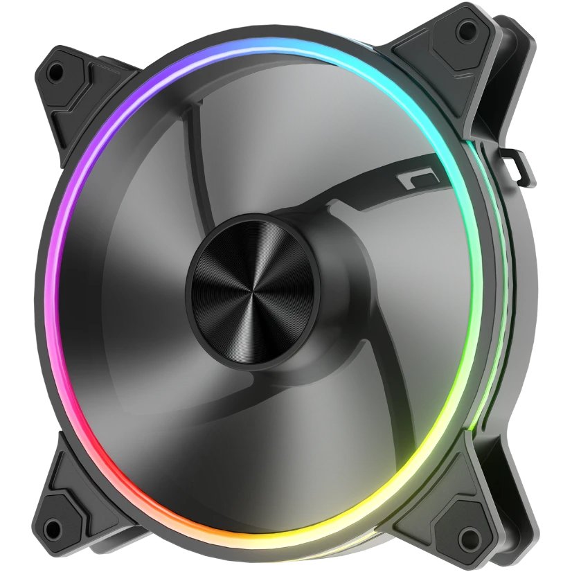 Вентилятор 1STPLAYER FO7-14 Black (FO7-14-BK) / 140mm ARGB 3pin 5V PWM 4pin 12V 700-1800rpm 76.25cfm 36.64dBA / Bulk
