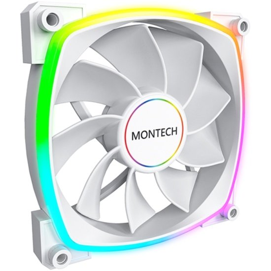Вентилятор Montech RX140 PWM Reverse White (RX140W) / 140mm, 4pin PWM, 3pin ARGB, 600-1600RPM, 90.5CFM, 27.9dBA, Rifle bearing