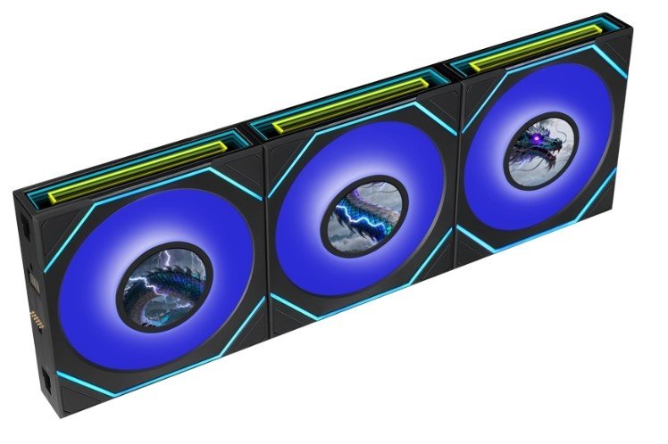 Комплект вентиляторов (3шт.) Lian Li Uni Fan SL Inf LCD Flex 120 Reverse Blade / 12RSLIND1F3B Black (G9F.12RSLIND1F3B.R0) / 120x124x28мм (PWM, ARGB)
