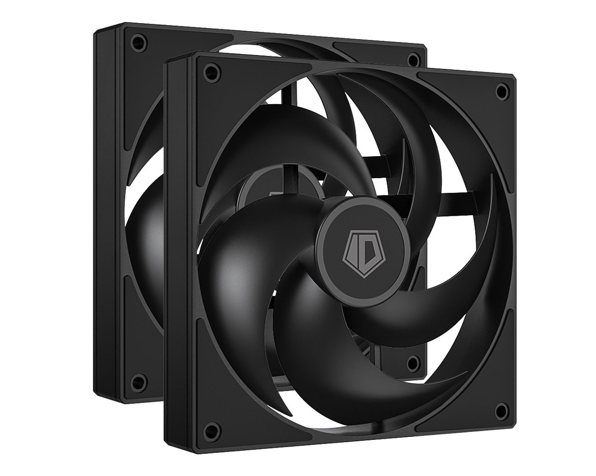 Вентилятор ID-COOLING AS-140-K Duet (2+1) 140x140x25мм (PWM, резиновые углы, черный, 300-1800об/мин, супертихий) Box