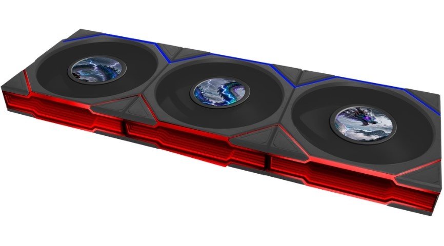 Комплект вентиляторов (3шт.) Lian Li Uni Fan TL LCD Flex 120 Reverse Blade / 12RTLLCD1F3B Black (G9F.12RTLLCD1F3B.R0) / 120x124x28мм (PWM, ARGB)