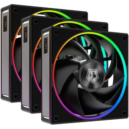 Вентилятор ID-COOLING MF-1230-ARGB-K Trio (3 in 1) 120x120x30мм (PWM, резиновые углы, ARGB, 500-2300об/мин) Box