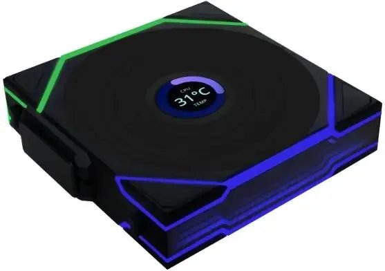 Вентилятор Lian-Li Uni Fan TL Wireless LCD 120 LCD Reverse ARGB (G99.12RTLLCD1W1B.R0) 120х124x28 черный 4-pin 31дБ Ret