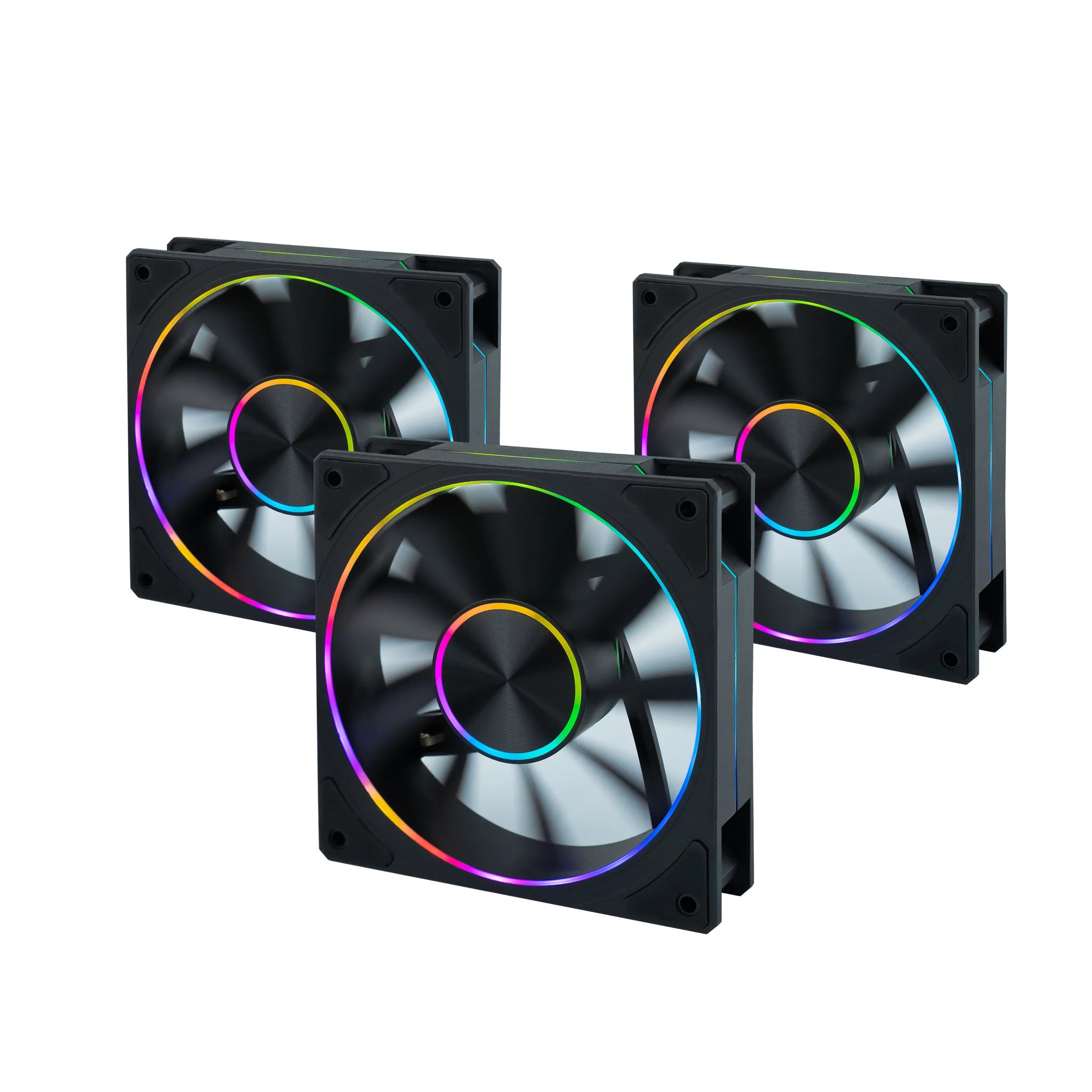 Вентилятор Eurocase EU-FN120ARGB2002_8+18 BL YF12023 Black,120 ARGB fan 3pin+AURA 5V3pin female and male connector with brown box,3pcs