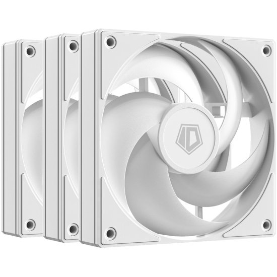 Вентилятор ID-COOLING AS-120-W Trio (3 in 1) 120x120x25мм (PWM, резиновые углы, белый, 300-2000об/мин, супертихий) Box