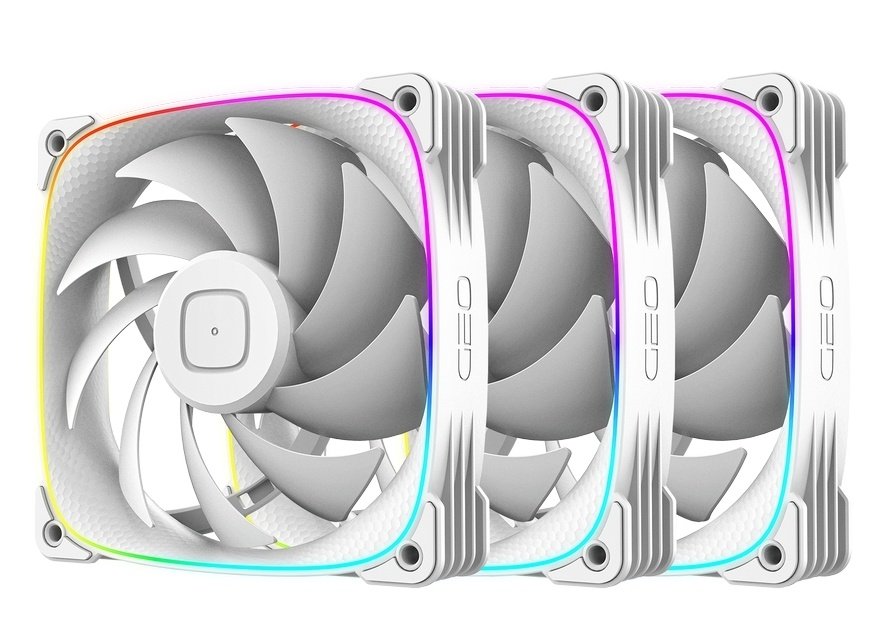 Комплект вентиляторов (3 шт.) Geometric Future Squama 3003W-12 White (1F3003W312000) 120mm / ARGB, PWM, 120x120x30 mm, 800-2300 RPM, 84.0 CFM