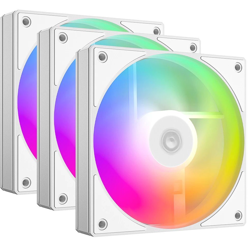 Вентилятор ID-COOLING AS-120-ARGB-W Trio (3 pcs, 120mm, 2000rpm, 58.0 CFM, 27.2 дБ, PWM 4-pin, ARGB, white)