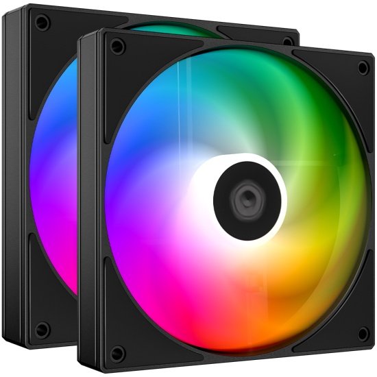 Вентилятор ID-COOLING AS-140-ARGB-K Duet (2 in 1) 140x140x25мм (PWM, резиновые углы, черный, 300-1800об/мин, супертихий) Box