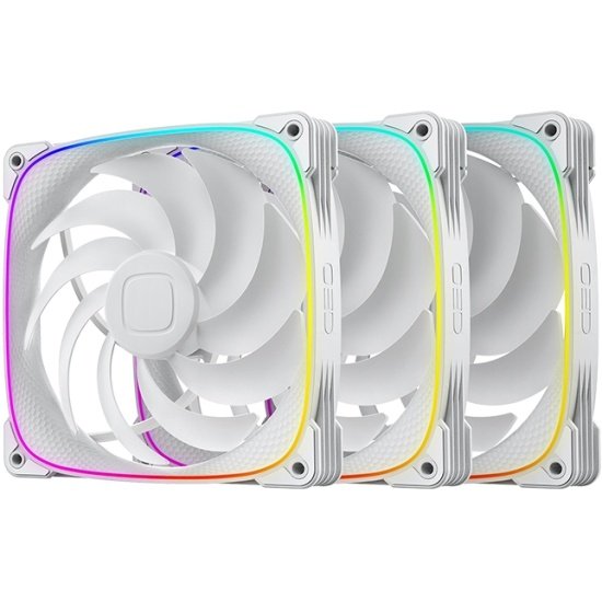 Комплект вентиляторов (3 шт.) Geometric Future Squama 2503W-14 Triple Pack (1F2503W314000) / 140mm, PWM, 2400 RPM, 91.15 CFM, 34.0 dBA, 5V ARGB, White