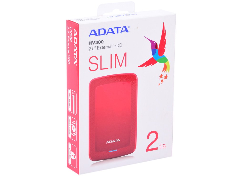 Внешний жесткий диск 2TB A-DATA HV300, 2,5" , USB 3.1, красный