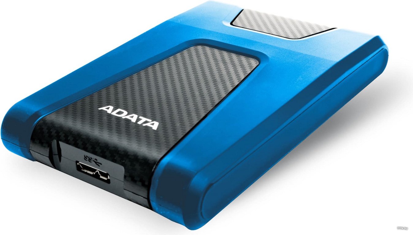 HDD ext 2.5" 2.0TB USB3.1 ADATA DashDrive Durable HD650, прорезиненный пластик, черный/синий (AHD650-2TU31-CBL) Waterproof/Dustproof/Shockproof, военный стандарт MIL-STD-810G 516.6