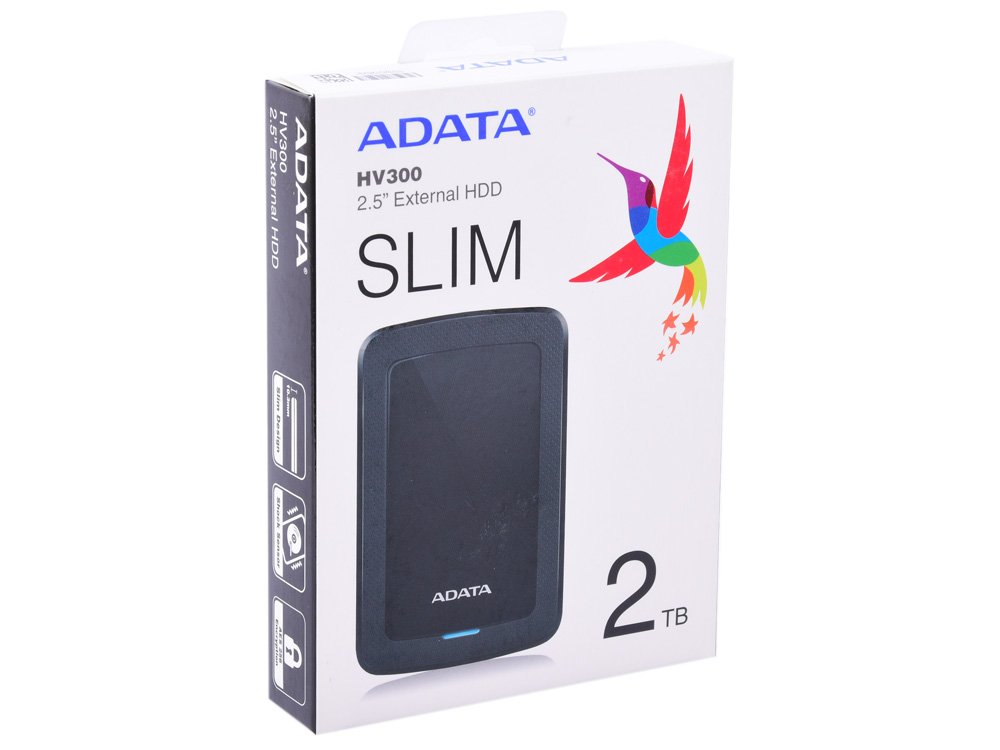 Внешний HDD 2TB A-DATA HV300 (AHV300-2TU31-CBK), 2,5", USB 3.1, черный