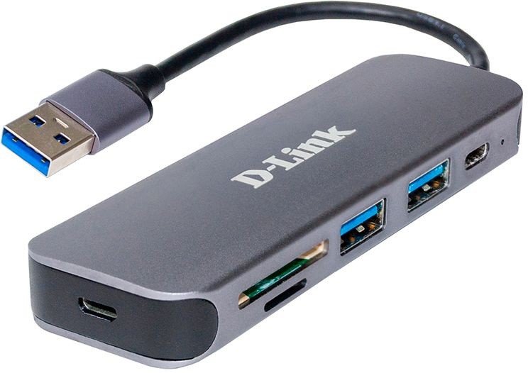 Концентратор D-Link DUB-1325/A1A с 2 портами USB 3.0, 1 портом USB Type-C, слотами для карт SD и microSD и разъемом USB