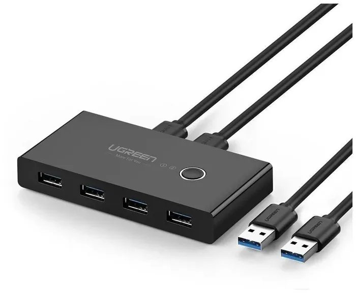 Разветвитель UGREEN US216 30768 2 In 4 Out USB 3.0 Sharing Switch Box Black