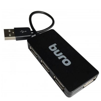Разветвитель USB 2.0 Buro BU-HUB4-U2.0-Slim 4порт. черный