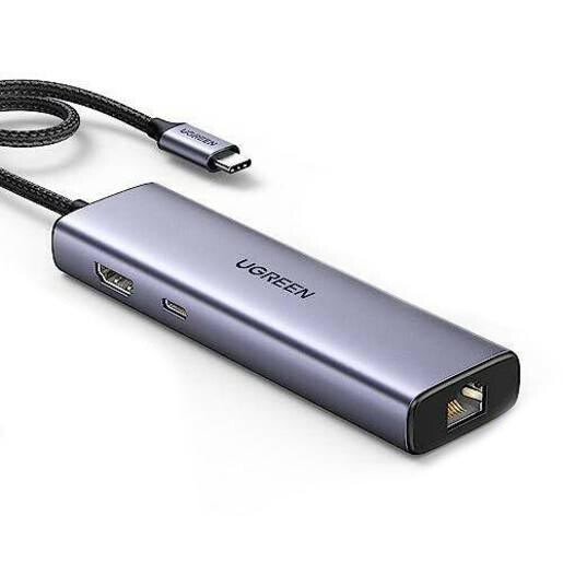 Конвертер UGREEN CM512 15598 USB-C To 3*USB 3.0 A+HDMI+RJ45+PD Converter Gray