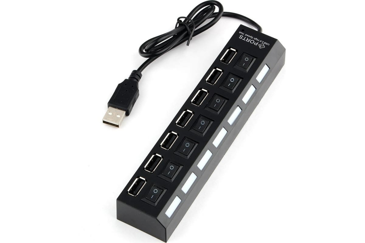 Концентратор USB2.0 Gembird UHB-U2P7-02, 7 портов, питание, блистер