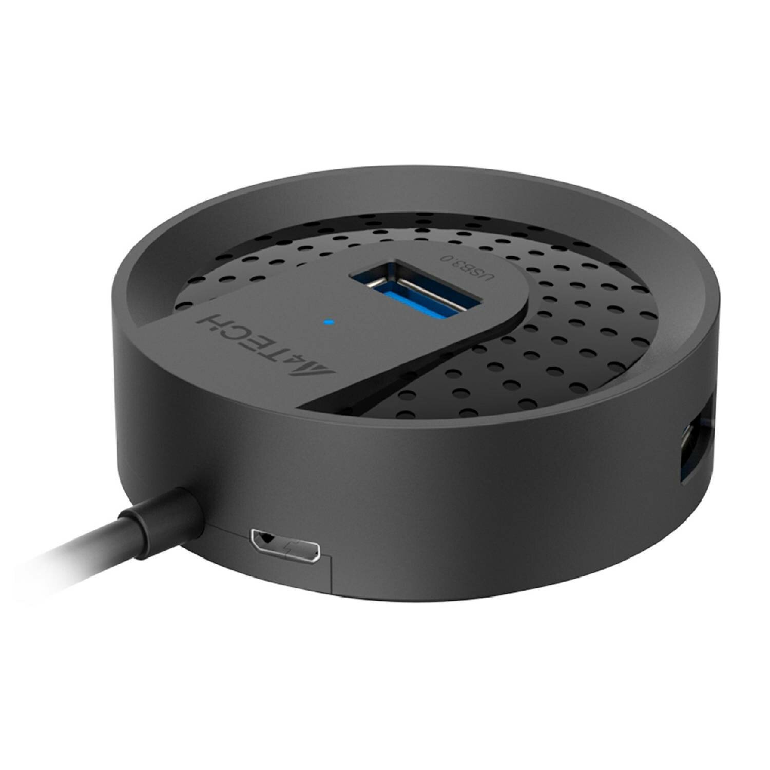 USB-хаб A4Tech HUB-30C 4xUSB 3.0, 1 (для питания)xUSB-C, черный