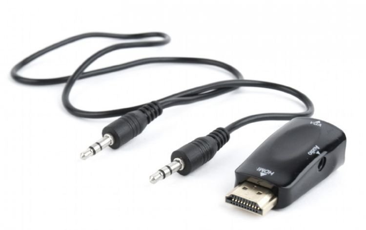 Конвертер HDMI-1.4a (папа) - D-SUB/VGA (мама) + Audio stereo (mini-jack 3.5 mm), 1920x1200(1080)@60Hz, Cablexpert A-HDMI-VGA-02