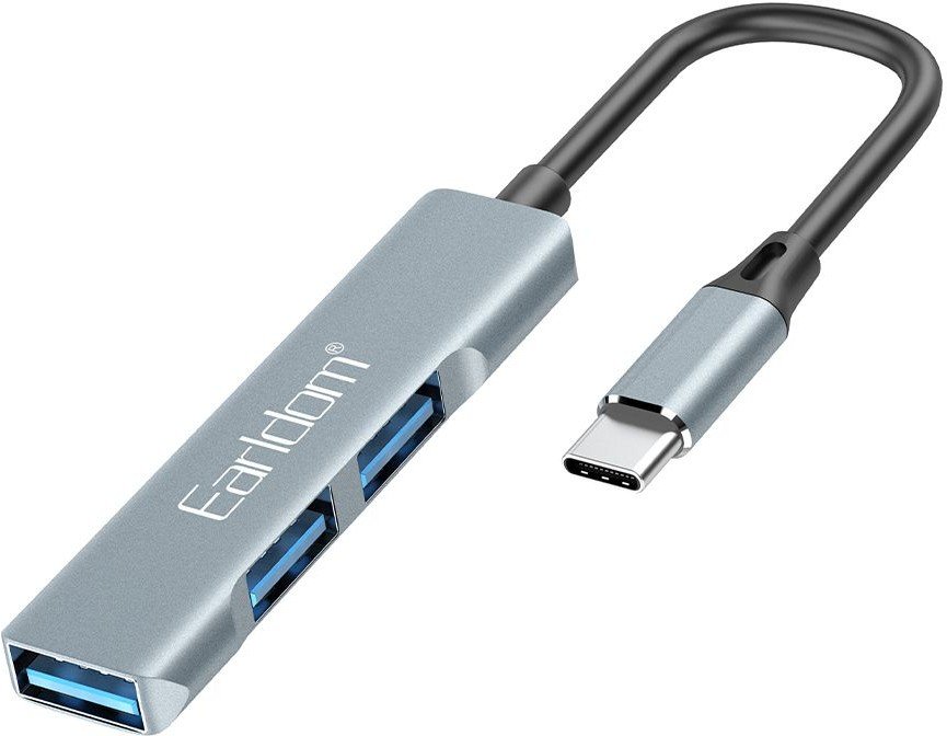 USB HUB Earldom ET-HUB10 Type C, 3USB серебро