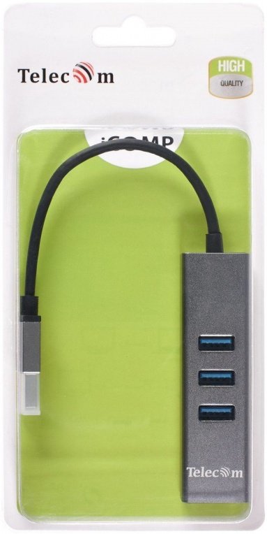 USB-концентратор TELECOM TA311U USB 3.0--RJ-45 1000Mbps +3*USB 3.0, Aluminum Shell, 0.2м (1/140)