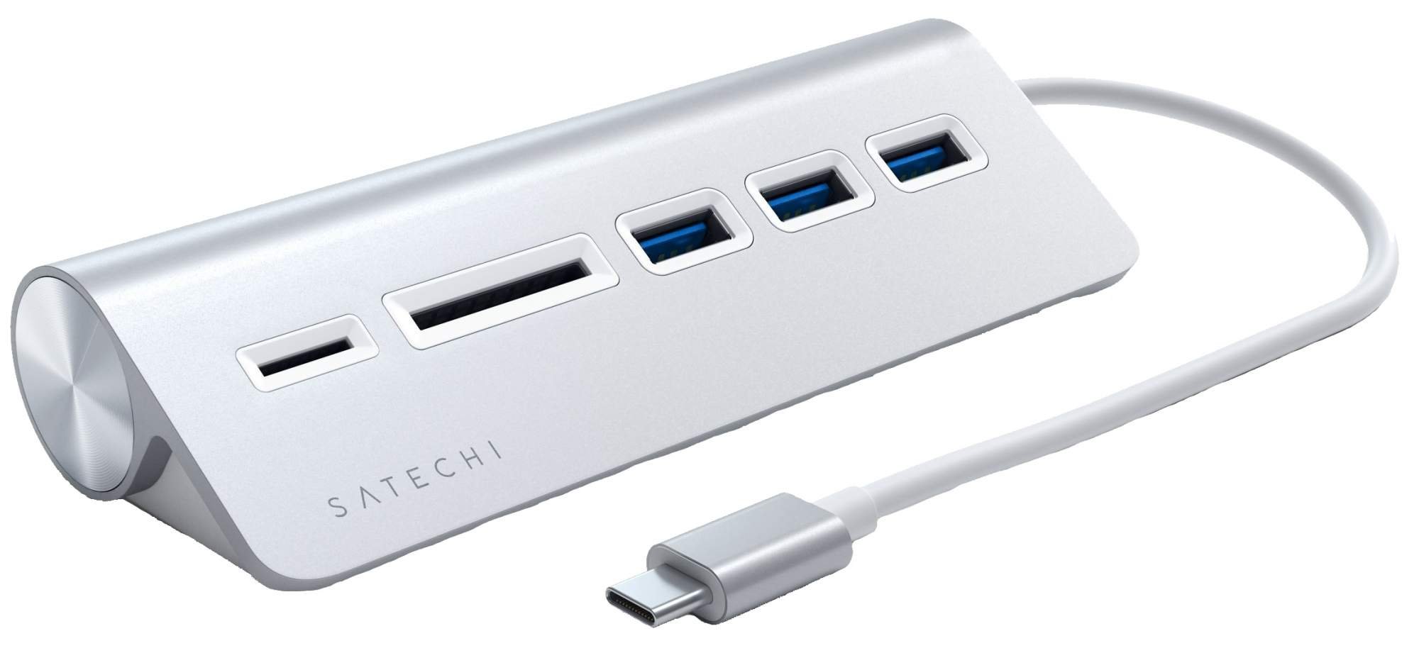 USB-концентратор Satechi ST-TCHCRS Type-C Aluminum USB Hub Micro/SD Card Reader with White Cable Silver