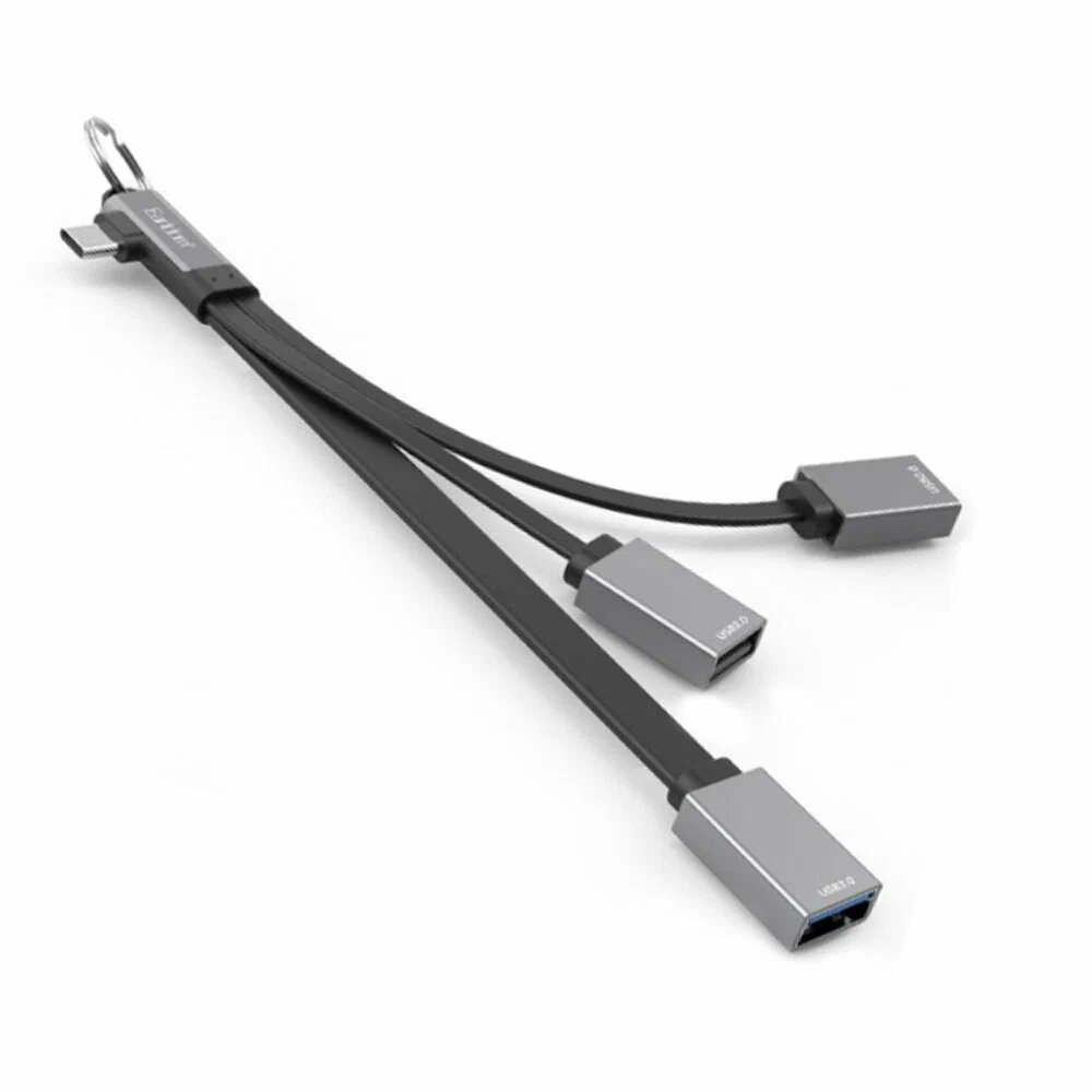 USB HUB Earldom ET-HUB17C Type C, 3USB (длина 12см) серебро