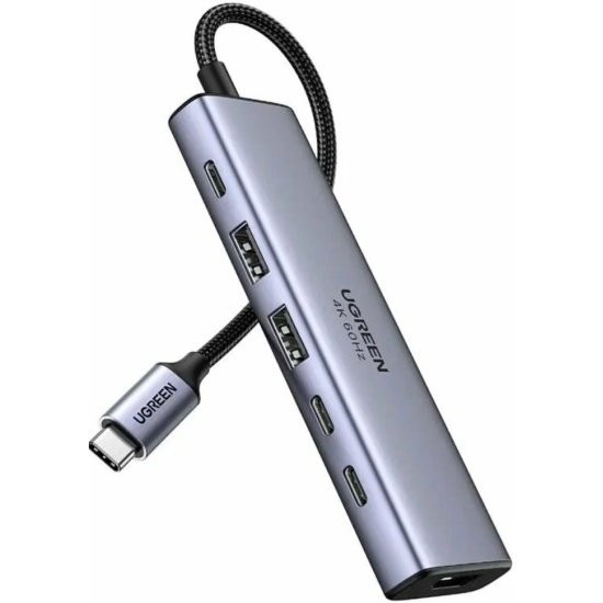 Конвертер UGREEN CM511 (35999) USB-C to HDMI+2*USB-A 3.2+2*USB 3.2 C+PD Power Converter Gray