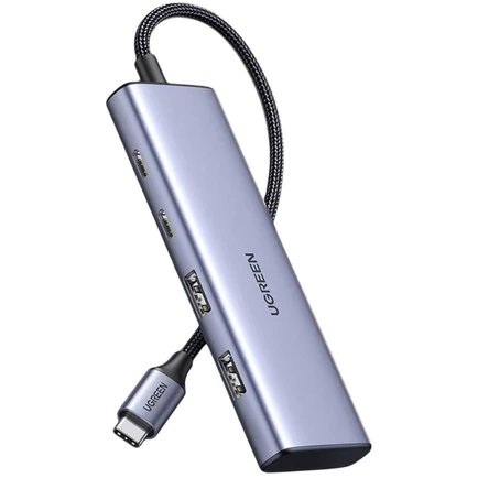 USB-хаб UGREEN CM473 15395 4-Port USB-C to 2xUSB-C and 2xUSB-A Hub Space Gray