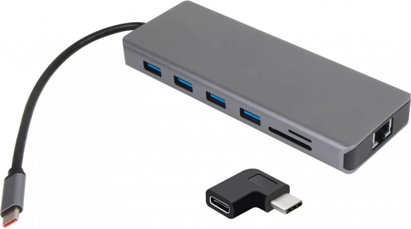 USB-концентратор Vcom CU4706 TypeC -- 2HDMI+DP 4K*60Hz+3USB3.0+TC+USB2.0+RJ45+SD+TF+PD+audio+TCадаптер
